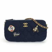 Pre-owned Cotton shoulder-bags Chanel Vintage , Blue , Dames