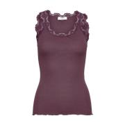 Zijden Kant Mouwloze Top Rosemunde , Red , Dames