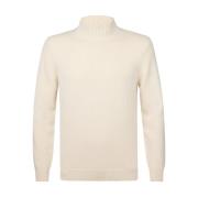 Mock Neck Off White Pullover Profuomo , Beige , Heren