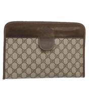 Pre-owned Leather clutches Gucci Vintage , Beige , Dames