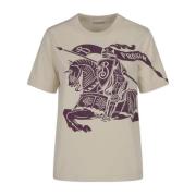 Ruiter Ridder Katoenen T-shirt Burberry , Beige , Dames