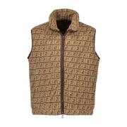 Mouwloos hoogsluitend wollen vest Fendi , Brown , Heren