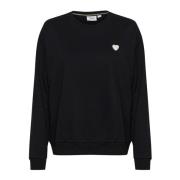 Zwarte Sweatshirt met Geborduurd Hart Saint Tropez , Black , Dames