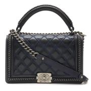 Pre-owned Leather shoulder-bags Chanel Vintage , Blue , Dames