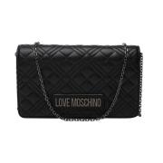 Gewatteerde Logo Schoudertas Love Moschino , Black , Dames