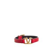 Omkeerbare Leren VLogo Armband Valentino , Red , Dames