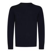 Blauwe Crew Neck Merino Wol Trui Drumohr , Blue , Heren