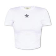 T-shirt met logo Fendi , White , Dames