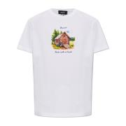 T-shirt met kleurrijke print Dsquared2 , White , Heren