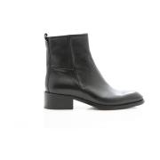 Zwarte leren enkellaars met rits Flecs , Black , Dames