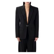 Zwarte Doorgeprikt Getailleerde Jas Mugler , Black , Dames