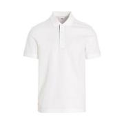 Piqué Katoenen Polo met Tartan Detail Burberry , White , Heren