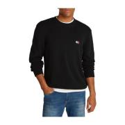 Zwarte Trui Regular Badge Tommy Jeans , Black , Heren