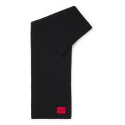 Geribbeld sjaal met rood logolabel Hugo Boss , Black , Unisex