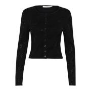 Zwarte Cardigan met Similisten Details Gestuz , Black , Dames