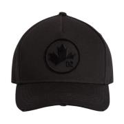 Zwarte Leaf Baseball Cap Distressed Flocked Dsquared2 , Black , Unisex