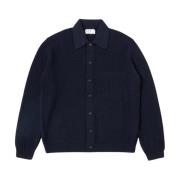 Navy Merino Gebreid Jack Universal Works , Blue , Heren