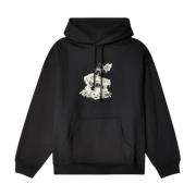 Hoodie met opschrift, voorzak, geribbelde randen Rassvet , Black , Her...