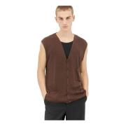 Linnen Zijde Blend Gebreid Vest The Row , Brown , Heren