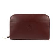 Pre-owned Leather clutches Cartier Vintage , Red , Dames