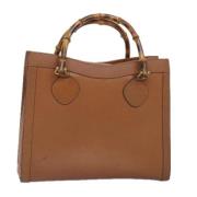 Pre-owned Leather handbags Gucci Vintage , Brown , Dames