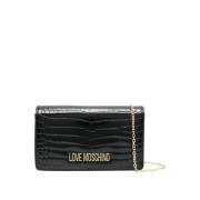 Zwarte Krokodil Logo Schoudertas Love Moschino , Black , Dames