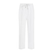 Neutrale Straight Leg Elastische Taille Broek Brunello Cucinelli , Bei...