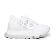 Witte stoffen sneakers met leren inzetstukken Rucoline , White , Dames