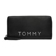 Zwarte Bedrukte Ritsportemonnee Herfst/Winter Tommy Jeans , Black , Da...