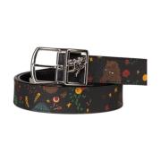 Zwarte riem met Magic Circus-print Guidi , Black , Dames