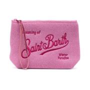 Roze gestructureerde afwerking polsband tas MC2 Saint Barth , Pink , D...