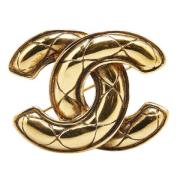 Pre-owned Metal brooches Chanel Vintage , Yellow , Dames