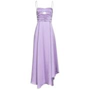 Elegante Lange Satijnen Jurk met Bandjes Pinko , Purple , Dames