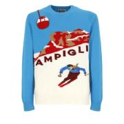 Blauwe Wolmix Crewneck Sweater Saint Barth , Blue , Heren