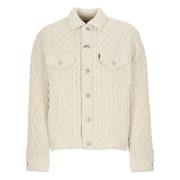 Ivoor wollen jas met vlechtpatroon Junya Watanabe , Beige , Heren