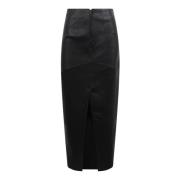 Leren midi-rok met voor split S.w.o.r.d 6.6.44 , Black , Dames