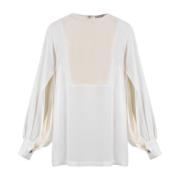 Blouse met ronde hals en wijde mouwen Fabiana Filippi , Beige , Dames