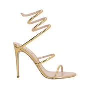 Gouden leren spiraal enkel sandalen René Caovilla , Yellow , Dames