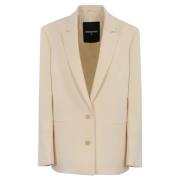 Dames Twill Stretch Blazer Jas Patrizia Pepe , Beige , Dames