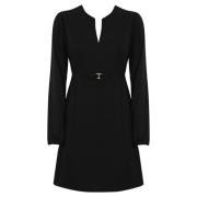 Zwarte Milano Jurk Lange Mouw Viscose Twinset , Black , Dames