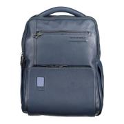 Blauwe Leren Rugzak met Laptop Houder Piquadro , Blue , Unisex