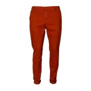 Slim Fit Katoenen Chino Broek Dondup , Red , Heren