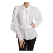 Zijden blouse met strik Dolce & Gabbana , White , Dames