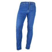 Lichtblauwe Denim Jeans met Zwarte Patch Aquascutum , Blue , Heren