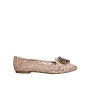 Kristallen Ballet Flats Beige Italië Dolce & Gabbana , Beige , Dames