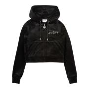 Zwarte hoodie met zilveren strass logo Juicy Couture , Black , Dames