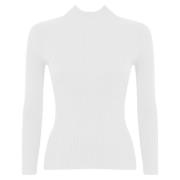 Geribbelde trui met hoge hals Twinset , White , Dames