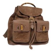 Pre-owned Suede backpacks Gucci Vintage , Brown , Dames