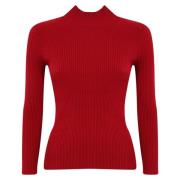 Rode Geribbelde Trui met Hoge Hals Twinset , Red , Dames