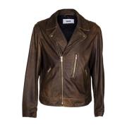 Heren Biker Leren Jas Mauro Grifoni , Brown , Heren